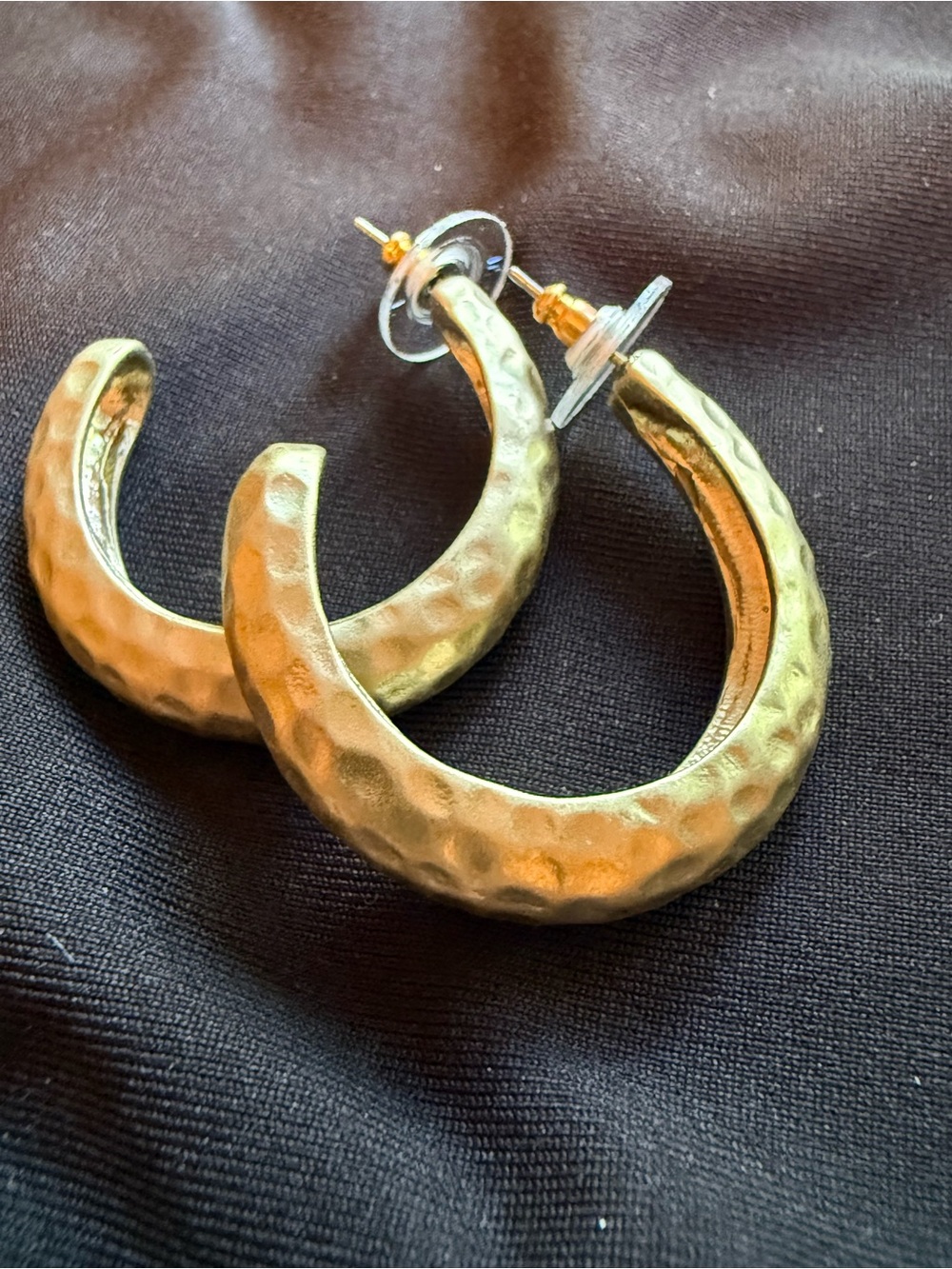 Hammered Gold Hoop Earrings - Women Jewelry